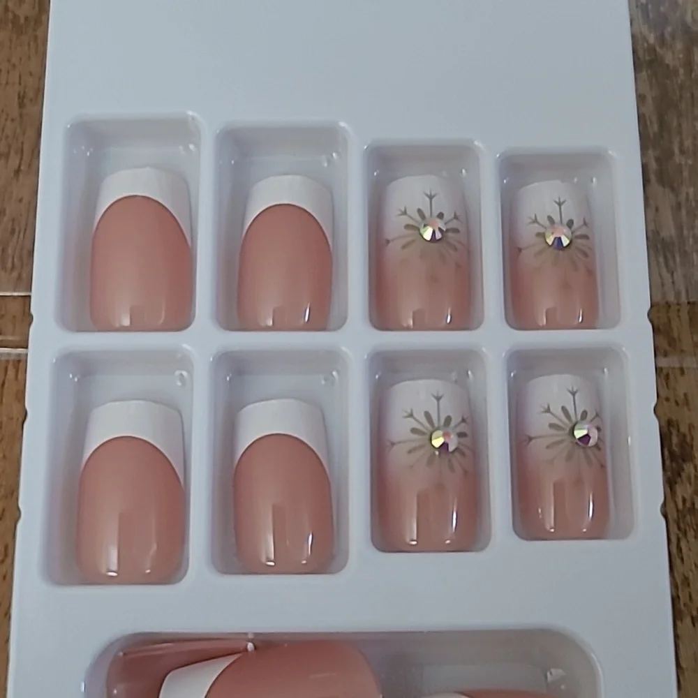 2/$16 Rhinestone French Manicure Press On Nails